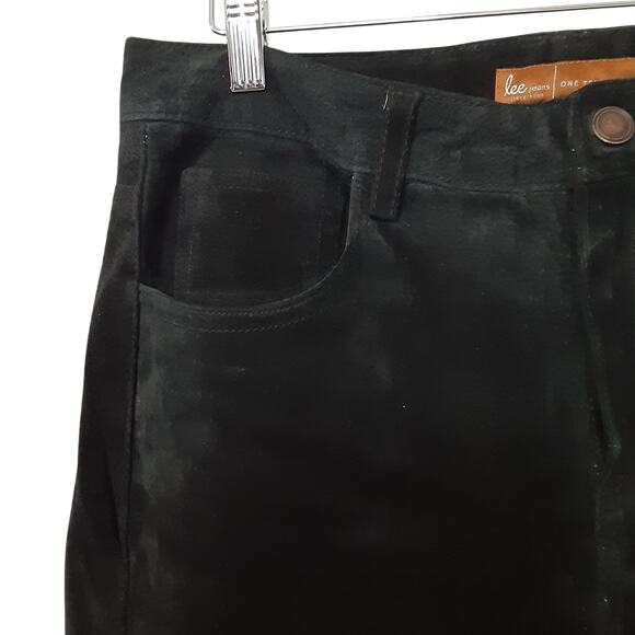 Vintage 90s 100% Leather Black Suede Wide Leg Bootcut Pant Juniors 7/8 Horseback - Picture 3 of 13
